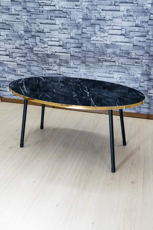Black Metal Gold Coffee Table Set Ellipse
