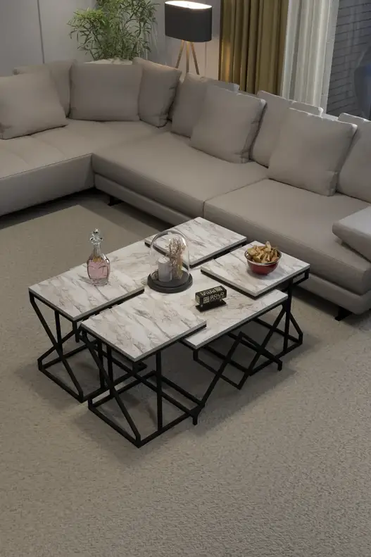 V Lux 5 Piece Center and Zigon Coffee Table Set
