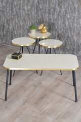 Black Metal Gold Coffee Table Set Square
