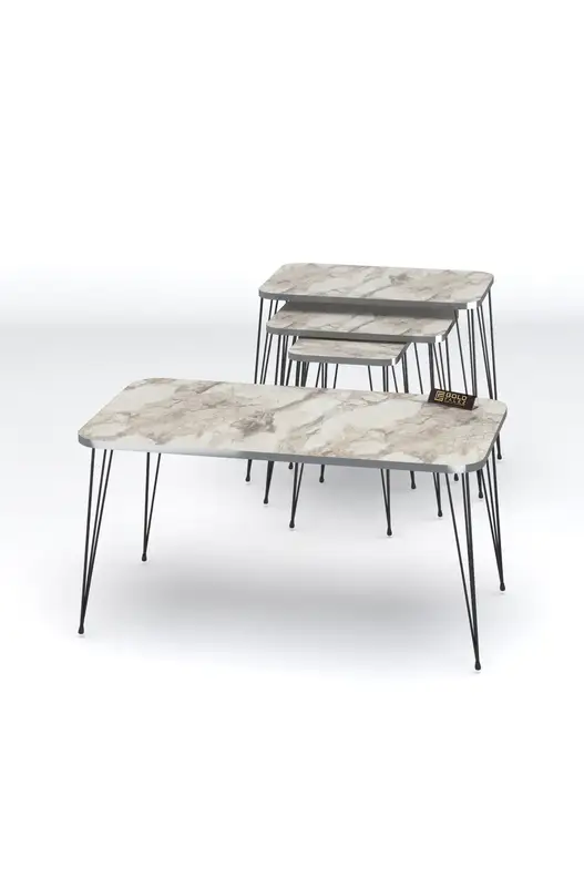 Square Silver Black Wire Coffee Table Set