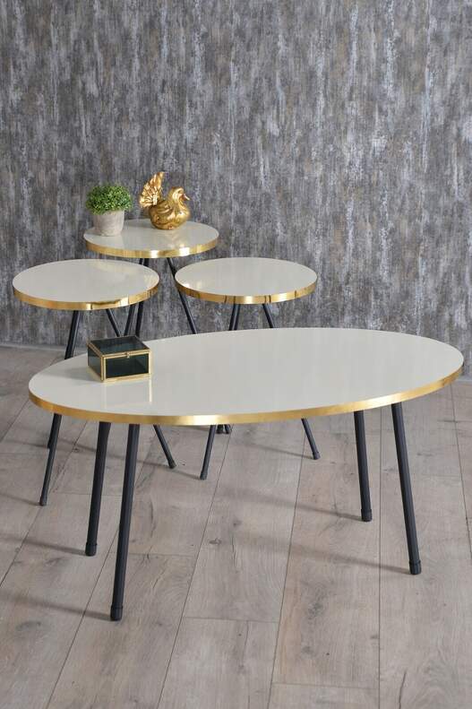 Black Metal Gold Coffee Table Set Ellipse