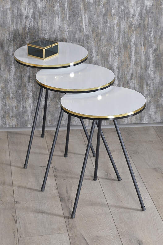 Black Metal Double Gold Coffee Table Set Ellipse