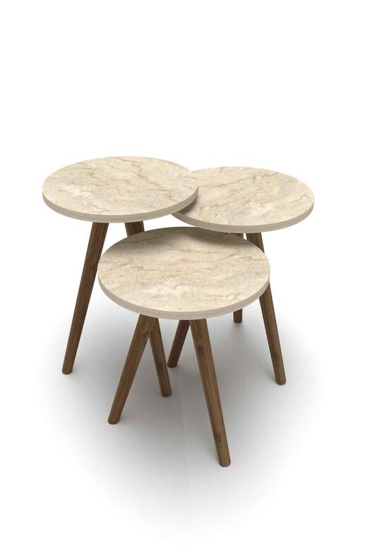 Ellipse Wooden Zigon Centre Coffee Table Set