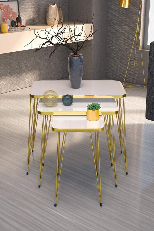 Gold Wire Square Zigon Coffee Table