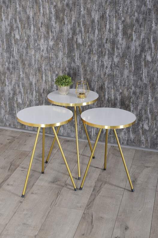 Gold Metal Coffee Table Set Square