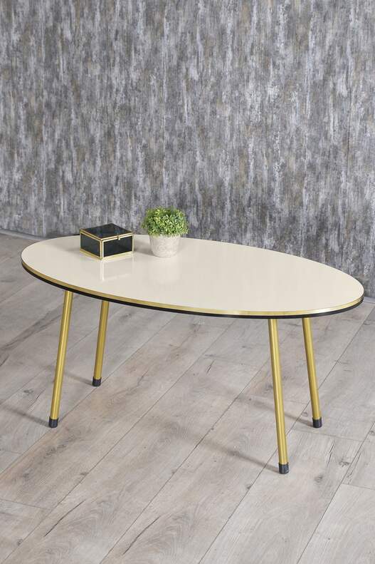 Gold Metal Double Gold Centre Coffee Table Ellipse