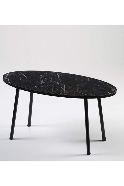 Black Metal Centre Coffee Table Ellipse