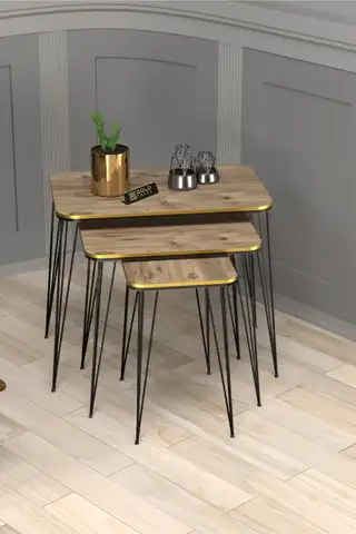 Black Wire Double Gold Square Zigon Coffee Table