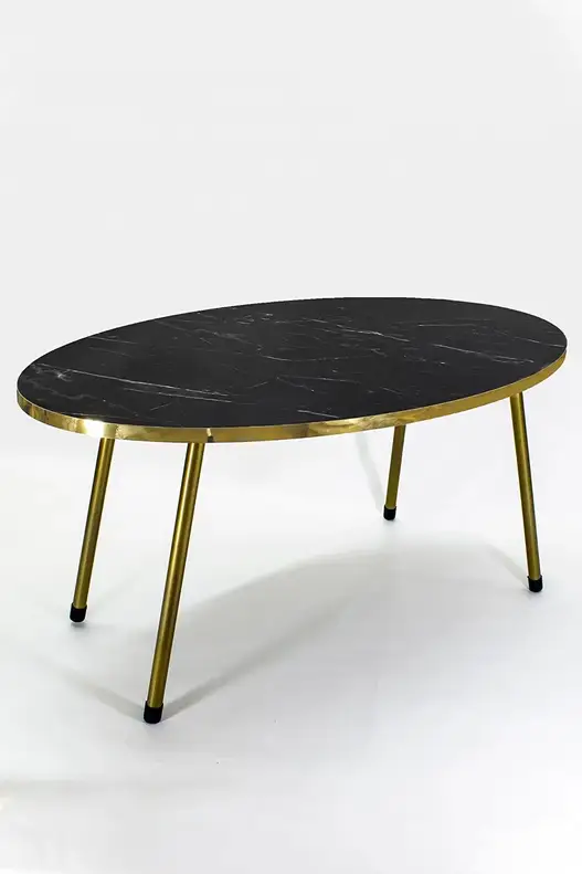 Gold Metal Coffee Table Set Ellipse