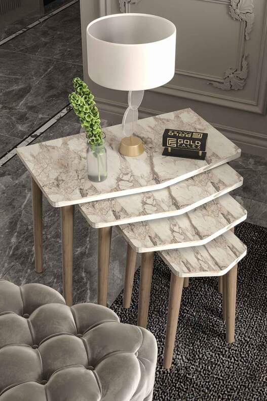 Elya Wooden 4 Piece Zigon Coffee Table