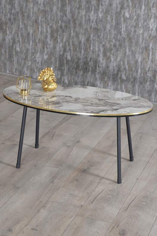 Black Metal Double Gold Centre Coffee Table Ellipse