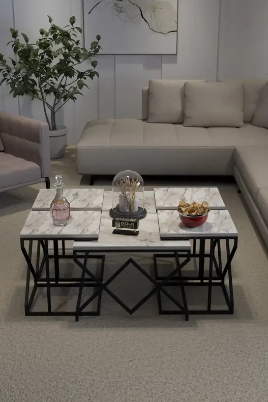 V Lux 5 Piece Center and Zigon Coffee Table Set