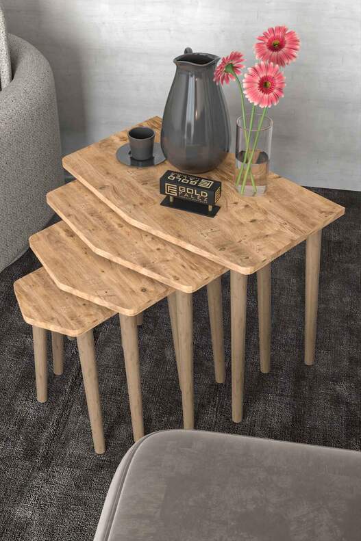 Elya Wooden 4 Piece Zigon Coffee Table