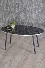 Black Metal Silver Mid Coffee Table Ellipse