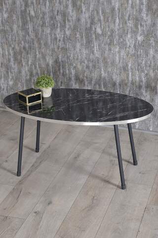 Black Metal Silver Mid Coffee Table Ellipse
