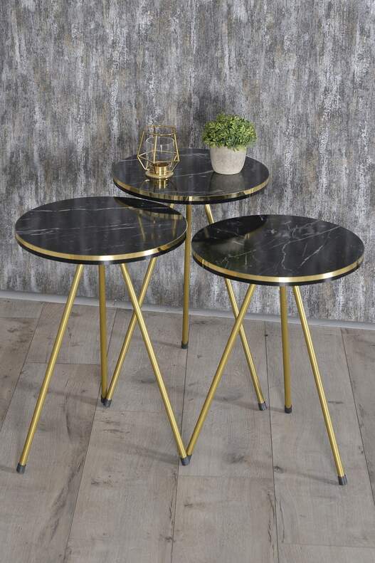 Gold Metal Double Gold Zigon Coffee Table