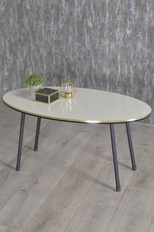 Black Metal Double Gold Centre Coffee Table Ellipse