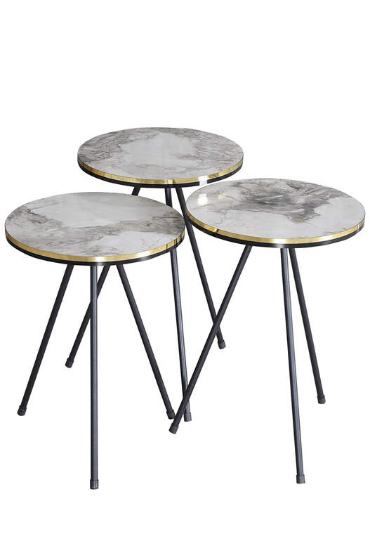 Black Metal Double Gold Zigon Coffee Table