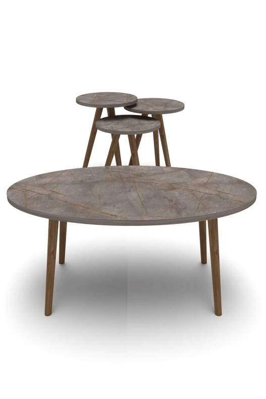 Ellipse Wooden Zigon Centre Coffee Table Set