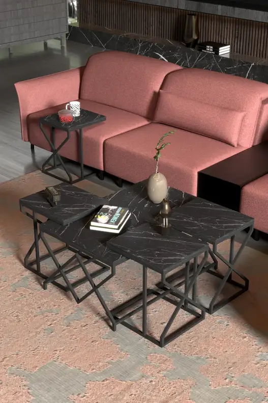 V Lux 5 Piece Center and Zigon Coffee Table Set