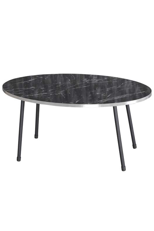 Black Metal Silver Mid Coffee Table Ellipse