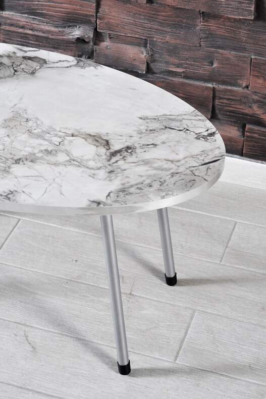Silver Metal Centre Coffee Table Ellipse