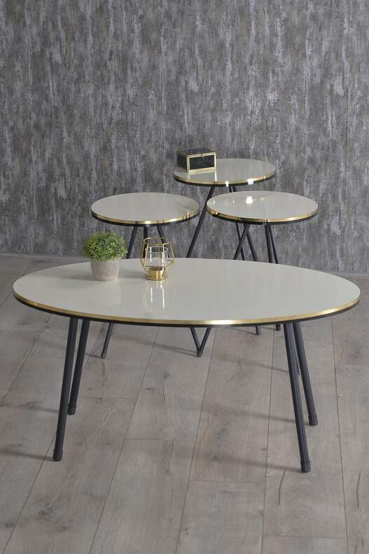 Black Metal Double Gold Coffee Table Set Ellipse