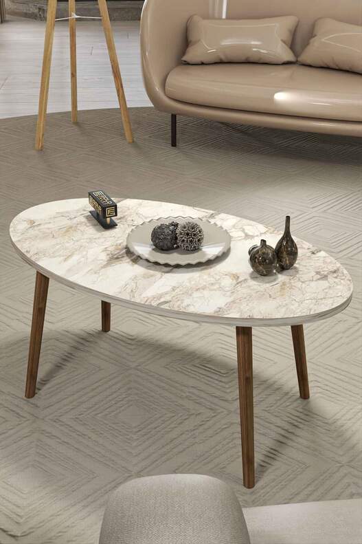 Ellipse Wooden Zigon Centre Coffee Table Set