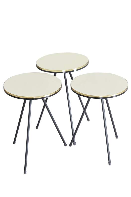 Black Metal Double Gold Coffee Table Set Ellipse