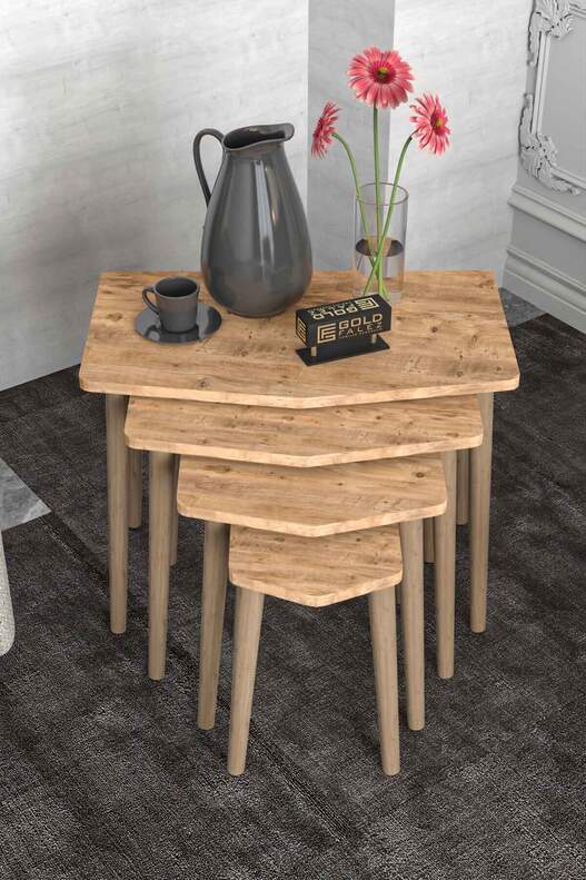 Elya Wooden 4 Piece Zigon Coffee Table