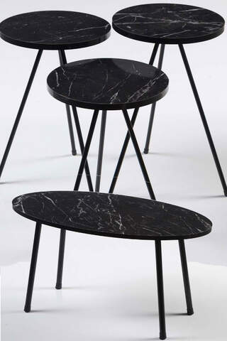 Black Metal Coffee Table Set Ellipse