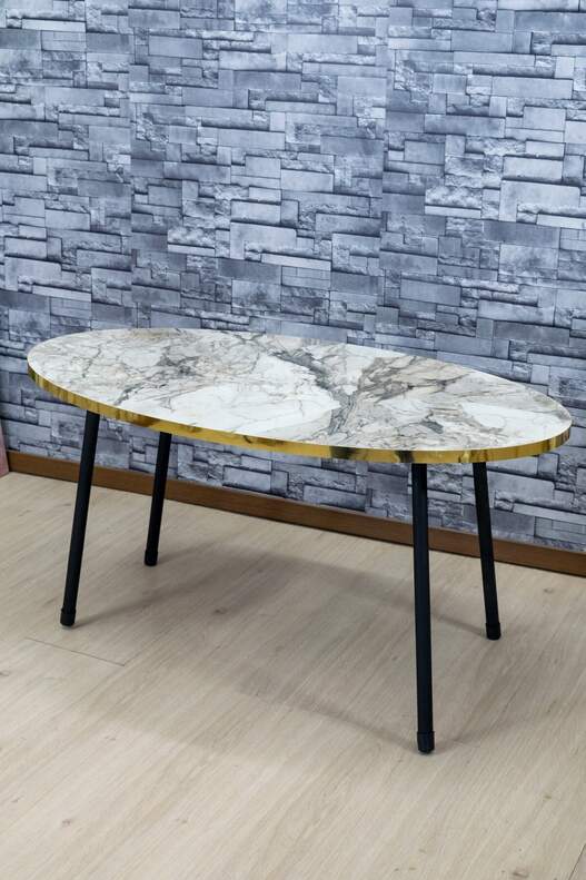 Black Metal Gold Coffee Table Set Ellipse