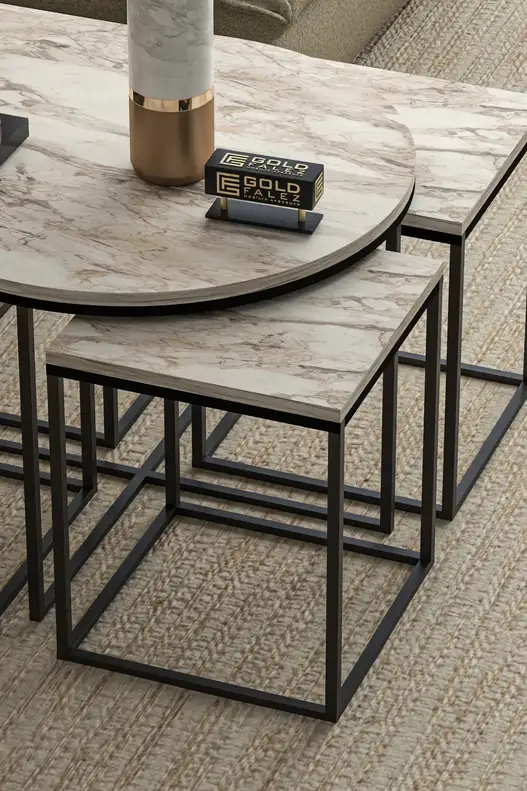 Oval Lux 5 Piece Center and Zigon Coffee Table Set