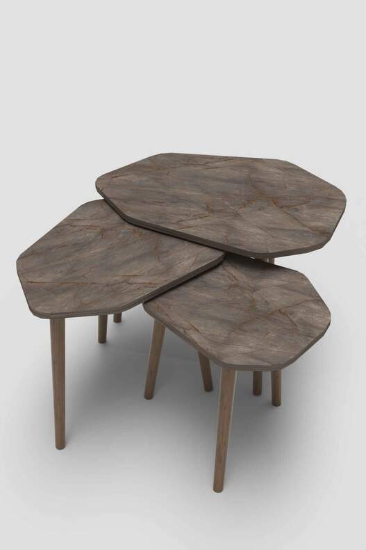 Trio 3 Wooden Zigon Coffee Table