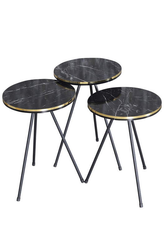 Black Metal Double Gold Zigon Coffee Table