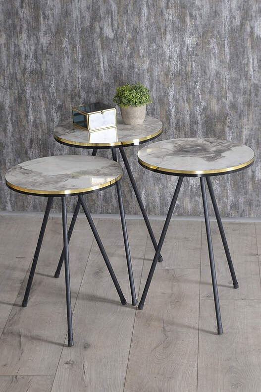 Black Metal Double Gold Zigon Coffee Table