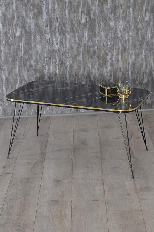 Black Wire Double Gold Centre Coffee Table Square