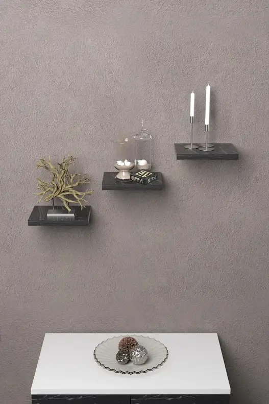3'lü Kare Duvar Rafı