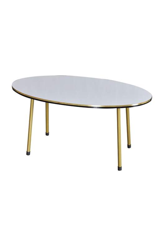 Gold Metal Double Gold Coffee Table Set Ellipse