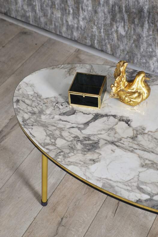 Gold Metal Double Gold Centre Coffee Table Ellipse