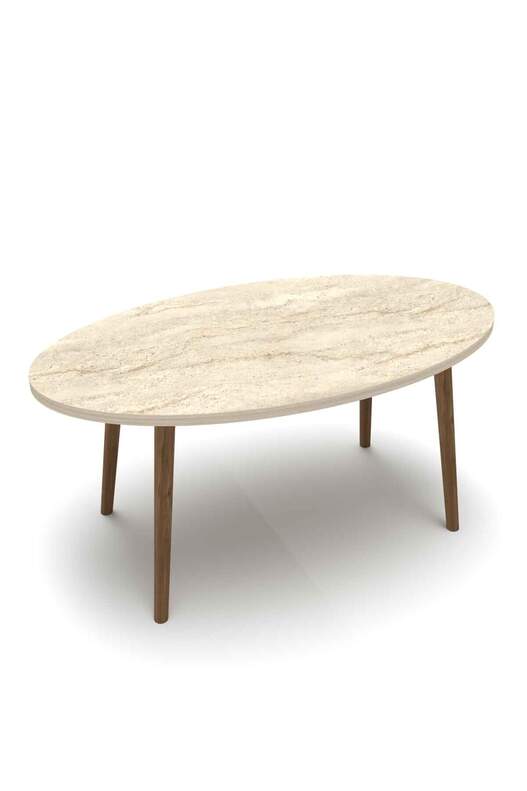 Ellipse Wooden Zigon Centre Coffee Table Set