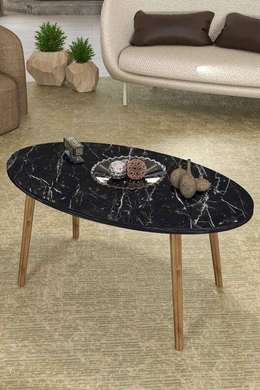 Ellipse Wooden Zigon Centre Coffee Table Set