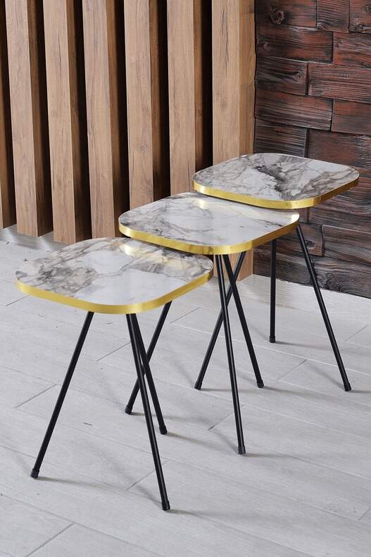Black Metal Square Gold Zigon Coffee Table