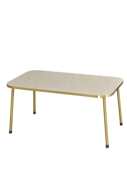 Gold Metal Coffee Table Set Square