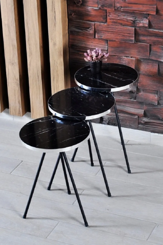 Black Metal Silver Zigon Coffee Table