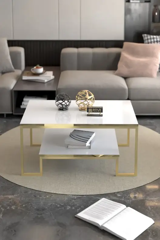 Flora Lux Center Table Gold White