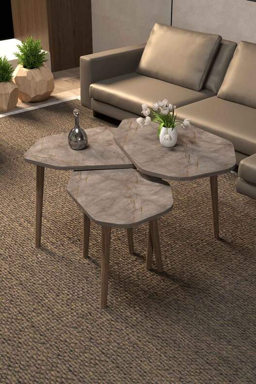 Trio 3 Wooden Zigon Coffee Table
