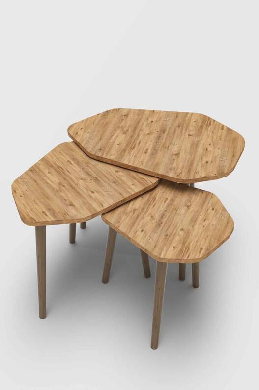 Trio 3 Wooden Zigon Coffee Table