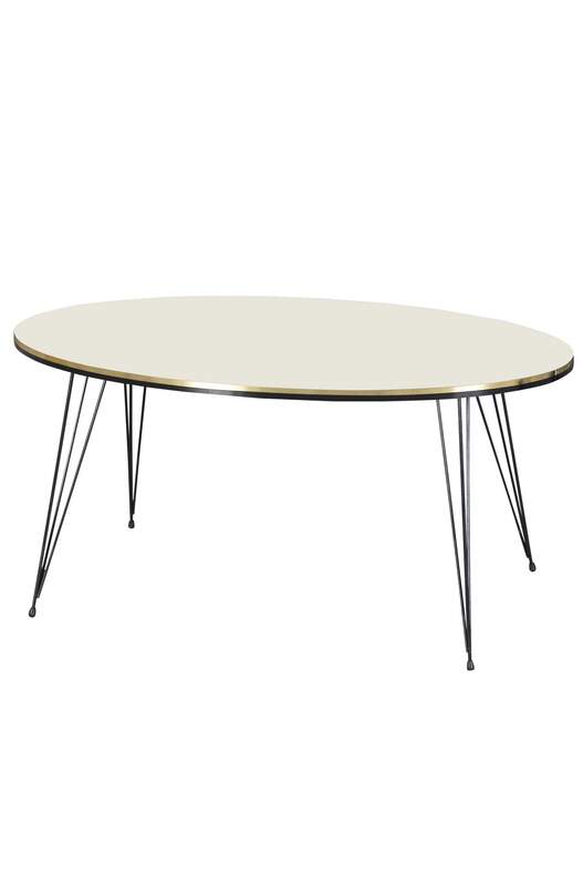 Black Wire Double Gold Centre Coffee Table Ellipse