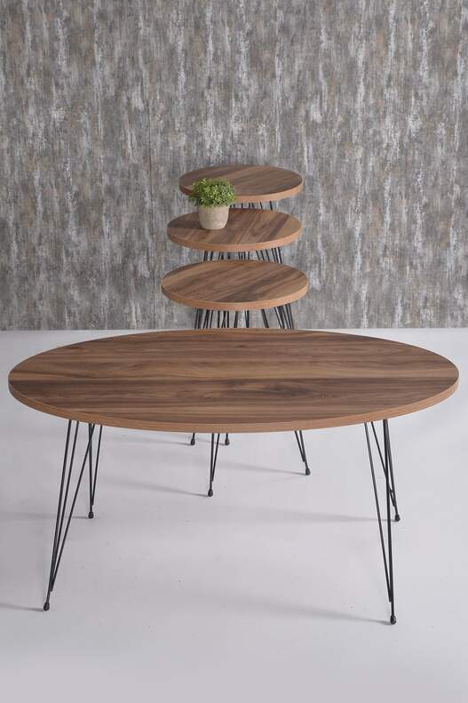 Black Wire Coffee Table Set Ellipse
